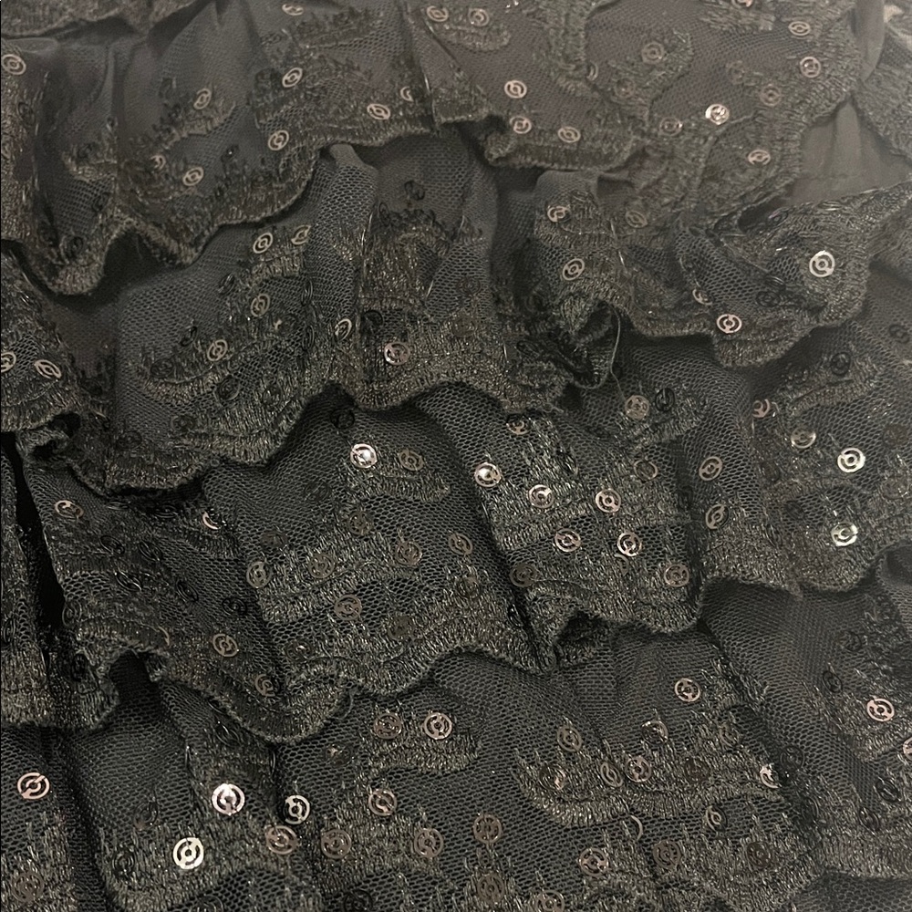 Black Ruffled Sequin Top - Picture 4 of 5